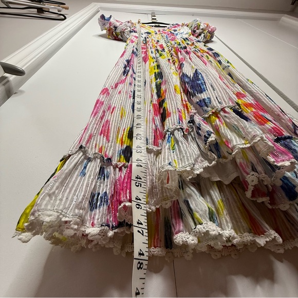 Hemant and Nandita Jorah Long Dress | Tie Dye Midi | Colorful Metallic | XS - Picture 11 of 13